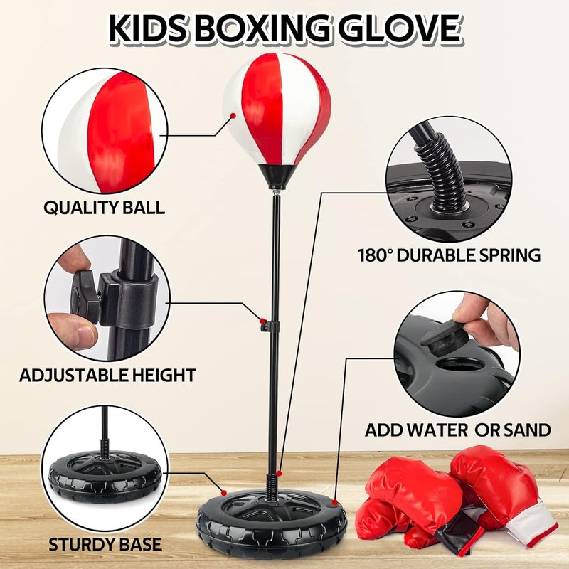 spring flower Big Punching Bag for Kids Included 2 Pack Boxing Gloves, Boxing Toys for Boys, Boxing Bag Sets with Height Adjustable Stand, for Boys & Girls Age 5 6 7 8 9 10 Years Old - Image 5